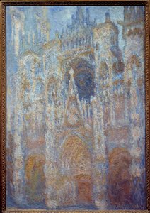 la cathedrale de Rouen, le portal soleil matinal, harmonie bleu Claude Monet