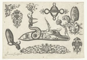 Kymmenen motiivia Plusieurs pieces et ornaments Darquebuzerie (sarjan nimi) tekijältä Claude Simonin