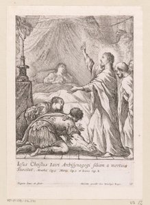 Kristus kasvattaa Jairuksen tyttären Miracula Domini Nostri Jesu Christi (sarjan nimi) Kristuksen ihmeet (sarjan nimi) tekijältä Claude Vignon