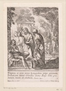 Miehen paraneminen Bethesdan uima-altaalla Miracula Domini Nostri Jesu Christi (sarjan nimi) Kristuksen ihmeet (sarjan nimi) tekijältä Claude Vignon