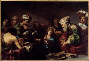 Jeesus lääkäreiden joukossa. Claude Vignonin (1593-1670) maalaus