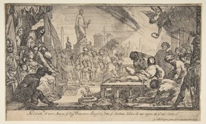 Pyhän Laurentiuksen marttyyrikuolema, n. 1627. tekijältä Claude Vignon
