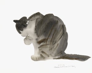Kissa, 1985 (akvarelli) tekijältä Claudia Hutchins Puechavy