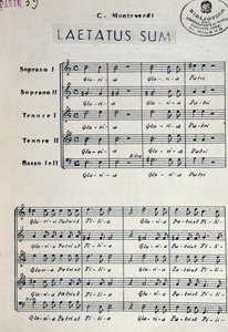 Monteverdin Dixit dominuksen partituuri tekijältä Claudio Monteverdi