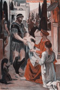 Hector ja Andromaque jäähyväiset. Clement Gontierin (1876-1918) kuvitus Homeren "Iliadille" (Omero). Paris, Henri Laurens