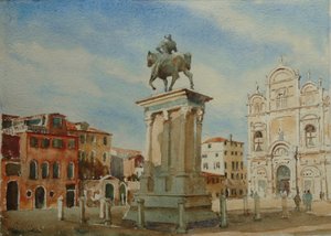 Colleone, talviaamu, 2020 (akvarelli)