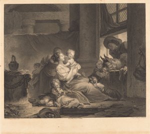 Maanviljelijän perhe tekijältä Clément Pierre Marillier and Antoine Louis Romanet after Jean Honoré Fragonard