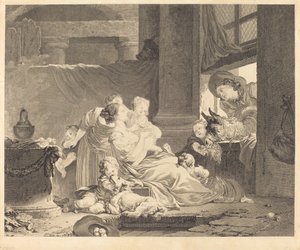 Maanviljelijän perhe tekijältä Clément Pierre Marillier and Antoine Louis Romanet after Jean Honoré Fragonard
