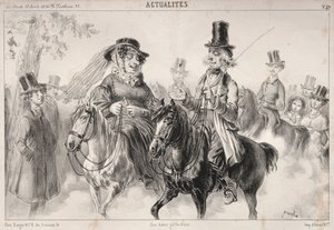 Uutiset: Kerro minulle, rouva Miroton, näyttää siltä, ​​että me olemme niitä, jotka antavat sävyn..., 1841.