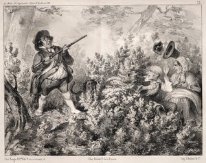 Uutiset: Metsästyksen avaus, 1840. tekijältä Clémente Pruche