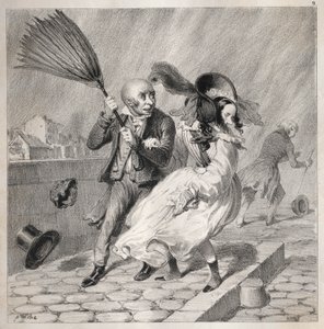 Bambochades: Näetkö, että barometrini on hyvällä säällä!...on rikasta aikaa..., 1841. tekijältä Clémente Pruche