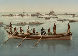 Boatmen, Jaffa, Israel, n. 1890-1906 (valokuvatulostus) tekijältä Company Photoglob