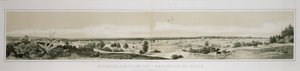 Panoraama New Braunfelsin kaupungista Teksasissa otettu lounaispuolelta kesällä 1847 tekijältä Conrad Caspar (after) Rordorf