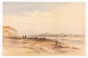 Metsästys Santa Cruz -joella, noin 1878 (akvarelli). tekijältä Conrad Martens