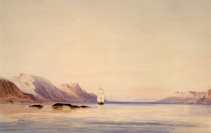 Tutkimusalus HMS "Beagle" Beagle-kanavassa, Tierra del Fuegossa. tekijältä Conrad Martens