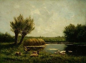 Duck Pond (öljy kankaalle)