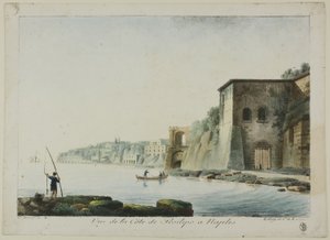 Näkymä Posilipon rannikolle Napolissa, alkaen Näkymiä Italiasta (Views of Italy). tekijältä Constant Bourgeois
