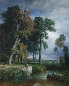 Kalastajat, noin 1850 (öljy kankaalle) tekijältä Constant Emile Troyon