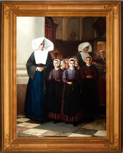 Maalaus. Signeerattu ja päivätty: Constant Meunier 1864. Orvot. Öljy kankaalle. Yksityiskohta. tekijältä Constantin Emile Meunier