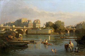 Pont Neuf ja Ile de la Cite, Pariisi ... tekijältä Constantin Emile Meunier