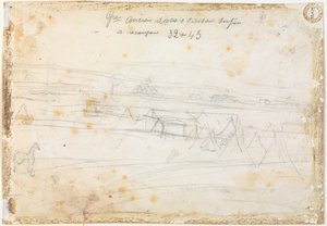 Sotaleirikohtaus, 1800-luku. tekijältä Constantin Guys