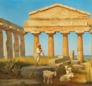 "Cerestemplet i Pæstum". Cereksen temppeli Paestumissa. tekijältä Constantin Hansen