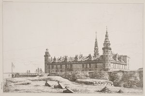 Tanskalainen: Kronborg luoteispuolelta katsottuna tekijältä Constantin Hansen
