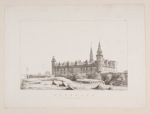 Tanskalainen: Kronborg luoteispuolelta katsottuna tekijältä Constantin Hansen