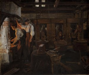 Hellebækin vanhan vasaramyllyn sisustus
