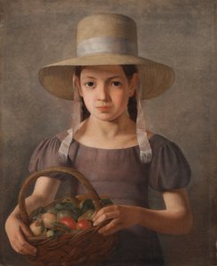 Tyttö hedelmäkorissa, n. 1827 tekijältä Constantin Hansen