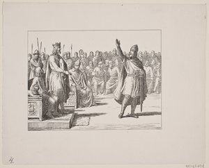 Kuvitus Svend Grundtvigille, "Marsk Stig: tanskalainen kansanlaulu 1200-luvulta", 1861 tekijältä Constantin Hansen