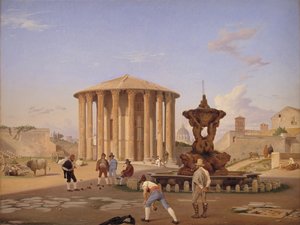 Piazza della Bocca della Verità ja niin sanottu Vesta-temppeli Roomassa. tekijältä Constantin Hansen