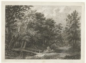 Metsänäkymä puusillalla tekijältä Constantinus Cornelis Huysmans
