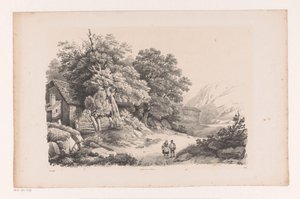 Maisema kahdella hahmolla maantiellä The Landscape (sarjan nimi) tekijältä Constantinus Cornelis Huysmans