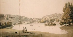 Stourhead, n. 1780 (akvarelli ja kynä paperille)