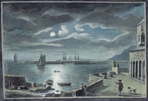 The Harbour and Cobb, Lyme Regis, Dorset, Moonlight