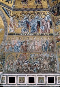 Viimeinen tuomio alas Saatana söi kirottujen sielut - Yksityiskohta mosaiikista, n. 1270