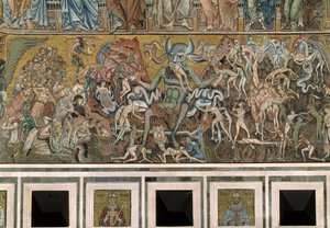 Viimeinen tuomio (Paholainen syö kirottujen sielut) - Yksityiskohta mosaiikeista, n. 1270