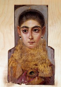 Koptilainen taide: nuori nainen nimeltä Fayoum (Fayum) (noin 160 jKr.) Vahamaalaus puulle. Pariisi, Louvre-museo