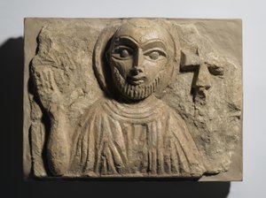 Pyhän rintakuva, Egyptistä, 4.-5. vuosisadalla (maalattu kalkkikivi) tekijältä Coptic Coptic
