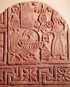 Jeesus-lapsen kylvetystä kuvaava stela tekijältä Coptic Coptic
