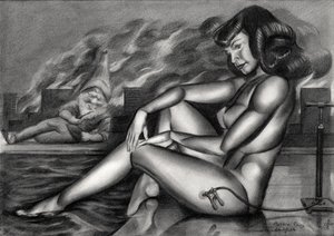 Mietiskelevä pin-up-kääpiö tekijältä Corné Akkers