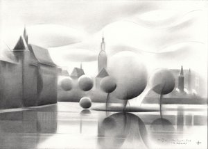 Surrealistisia kaupunkimaisemien heijastuksia tekijältä Corné Akkers