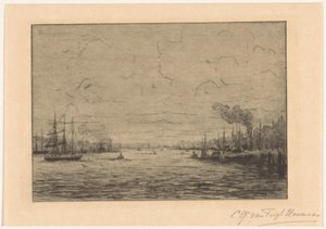Näkymä Maasille lähellä Rotterdamia tekijältä Cornelia Christina Johanna van Trigt Hoevenaar (signed by artist)