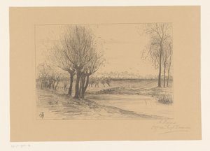Niitty pollarin pajuilla Seelannissa (otsikko esineessä) tekijältä Cornelia Christina Johanna van Trigt Hoevenaar (signed by artist)