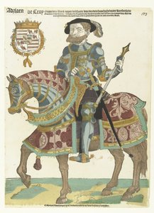 Adriaen de Croyn muotokuva hevosen selässä tekijältä Cornelis Anthonisz. (manner of)