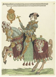 Itävallan Ferdinand I:n muotokuva hevosen selässä tekijältä Cornelis Anthonisz. (manner of)