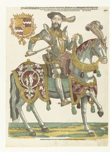 Maximilian van Burenin muotokuva hevosen selässä tekijältä Cornelis Anthonisz. (manner of)