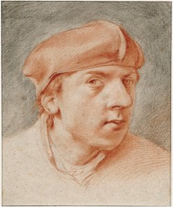 ""Autoportrait au baret"" (Omakuva baretilla) Sanguine de Cornelis Pietersz Bega (1631/2-1664) Rembrandtin talo, Amsterdam