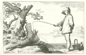 Nuori kalastaja Neljä pastoraalikohtausta (sarjan nimi) tekijältä Cornelis Bloemaert (II) (possibly)